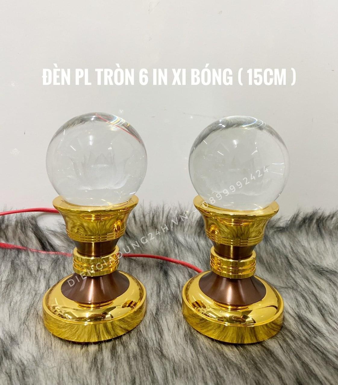 ĐÈN THỜ PHA LÊ CAO CẤP TRÒN 6 IN XI BÓNG (15cm) 1 CẶP