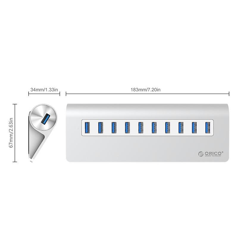 Bộ chia 10 cổng USB 3.0 cao cấp bằng nhôm