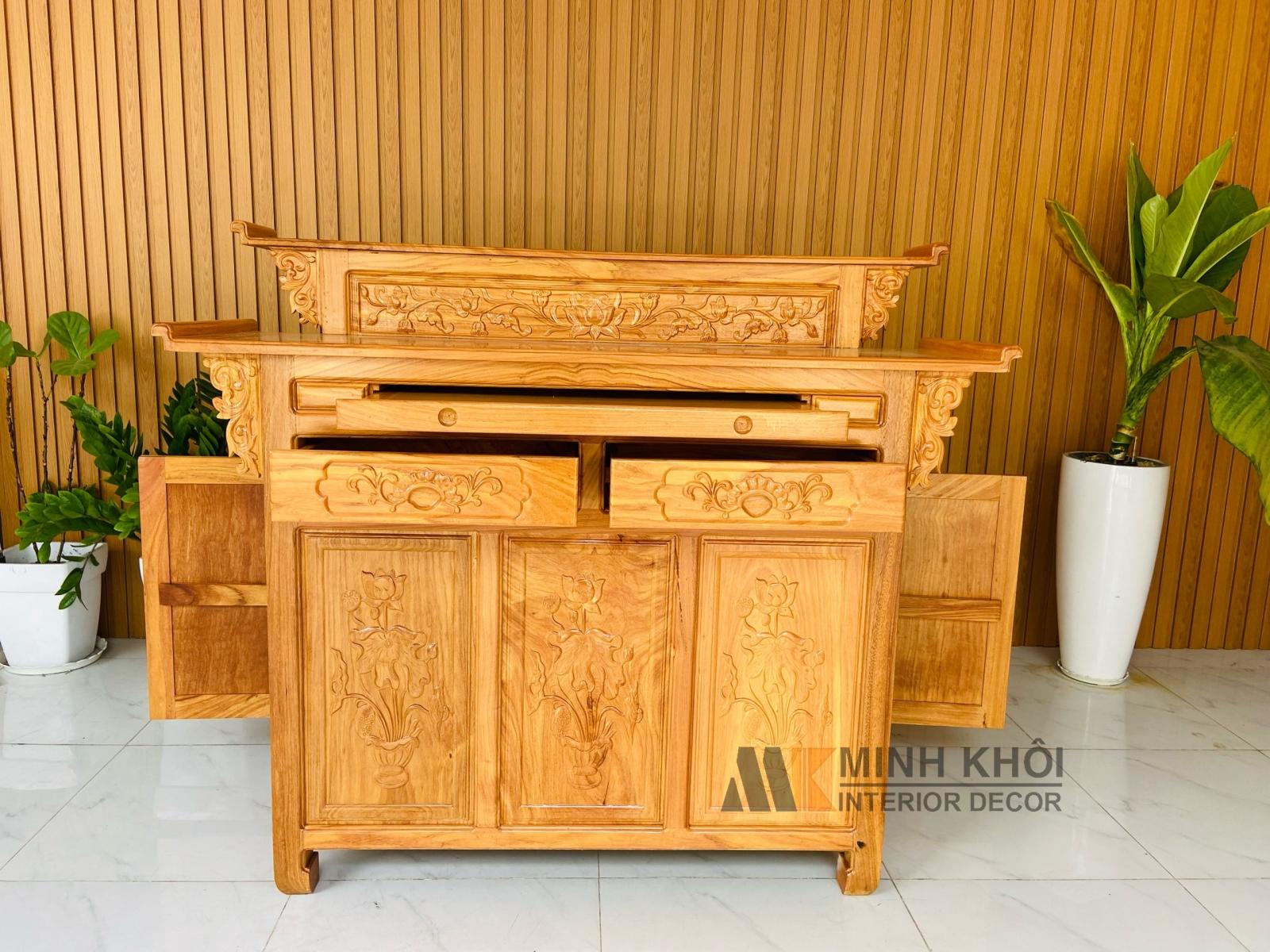 Bàn Thờ Gỗ Gõ Đỏ 2 Tầng, Tủ thờ 2 tầng ,bàn thờ gia tiên gỗ gõ cao cấp