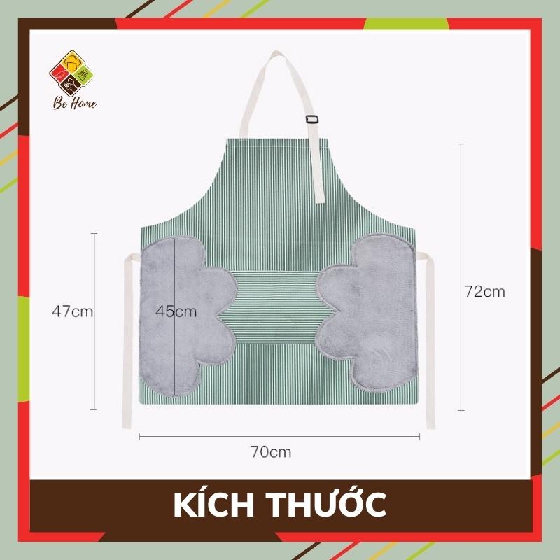 Tạp Dề Phong Cách Hàn Quốc Chống Thấm Nước Kẻ Sọc Có Khăn Lau Tay Bên Hông