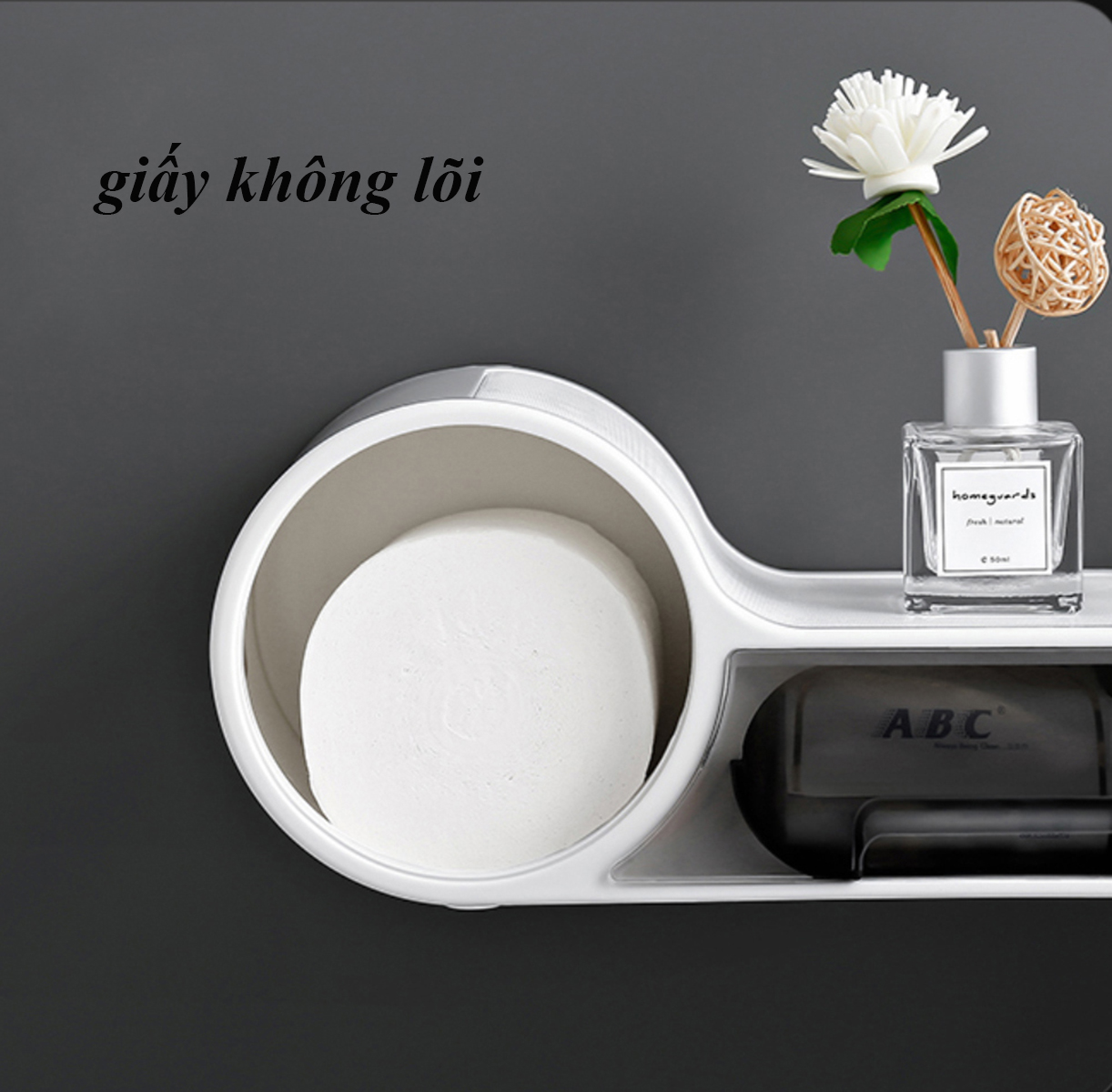 Hộp đựng giấy vệ sinh 2 ngăn dán tường - nhựa ABS cao cấp hình chìa khóa sang trọng