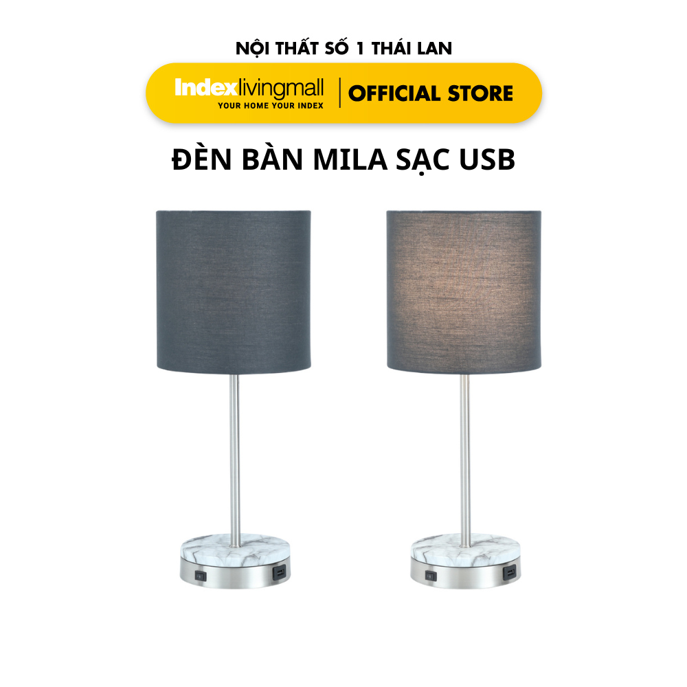 Đèn Bàn MILA Sạc USB R17,8 x D17,8 x C42 cm | Index Living Mall | Nội Thất Nhập Khẩu Thái Lan