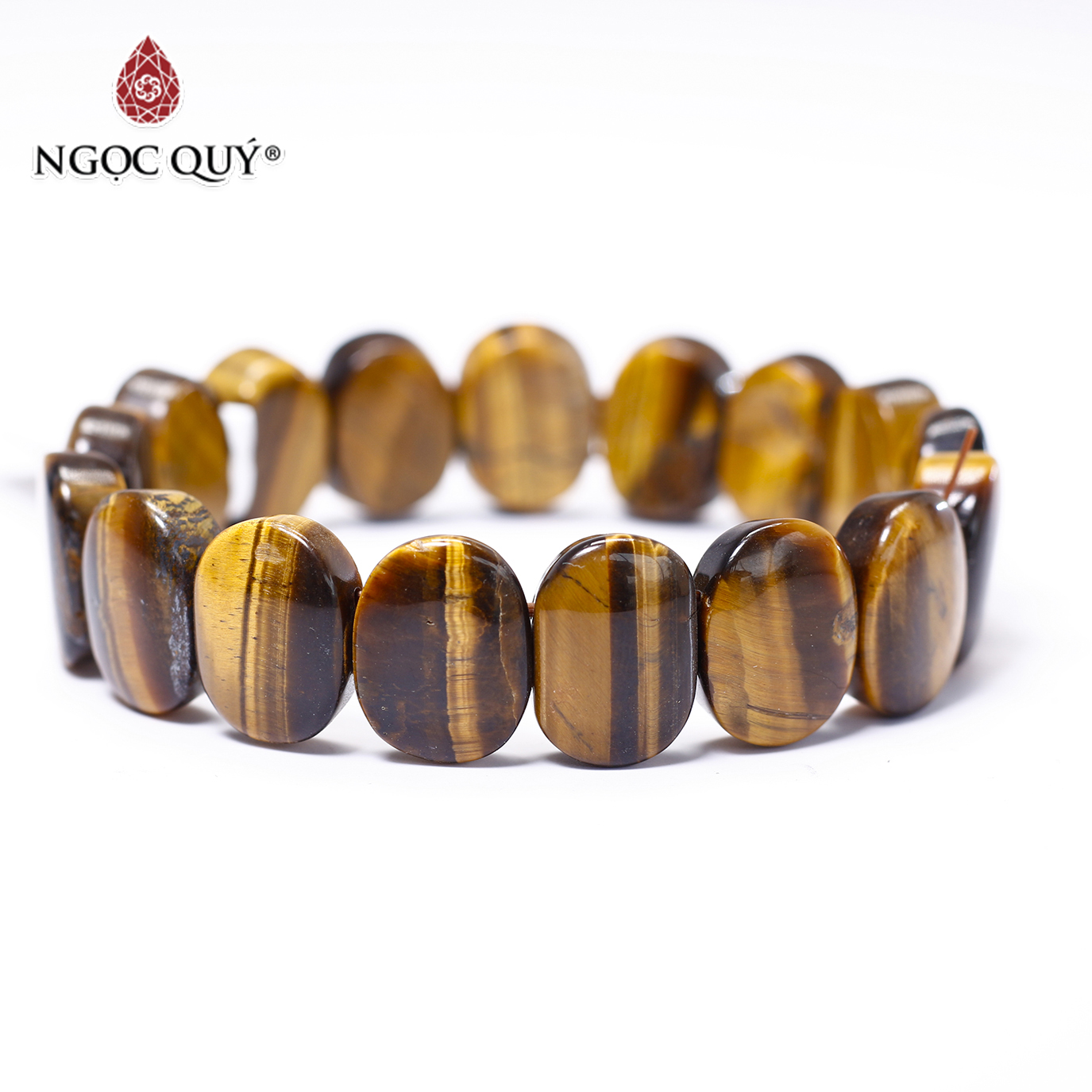 Vòng đá thạch anh mắt hổ vàng nâu bản 14.5x16mm mệnh thổ, kim - Ngọc Quý Gemstones