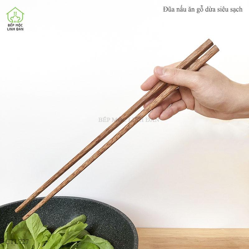 Đũa xào nấu gỗ Dừa tự nhiên Việt Nam, không độc hại khi gặp nhiệt độ cao (1 Đôi) - [CTH727]