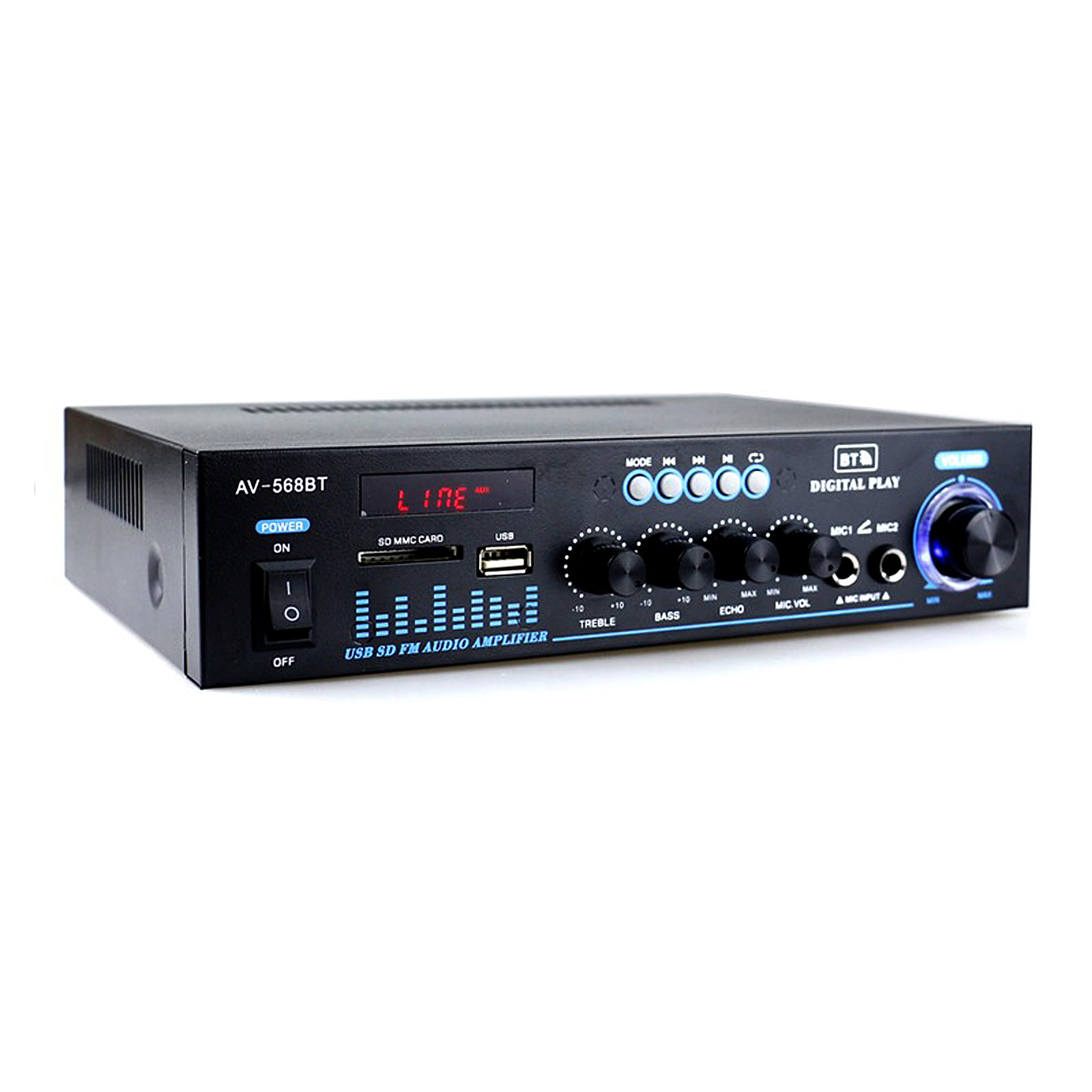 Máy nghe nhạc MP3 có Bộ khuếch đại âm thanh nhỏ 12V / 220V có Thẻ nhớ Khe cắm, Màn hình LCD