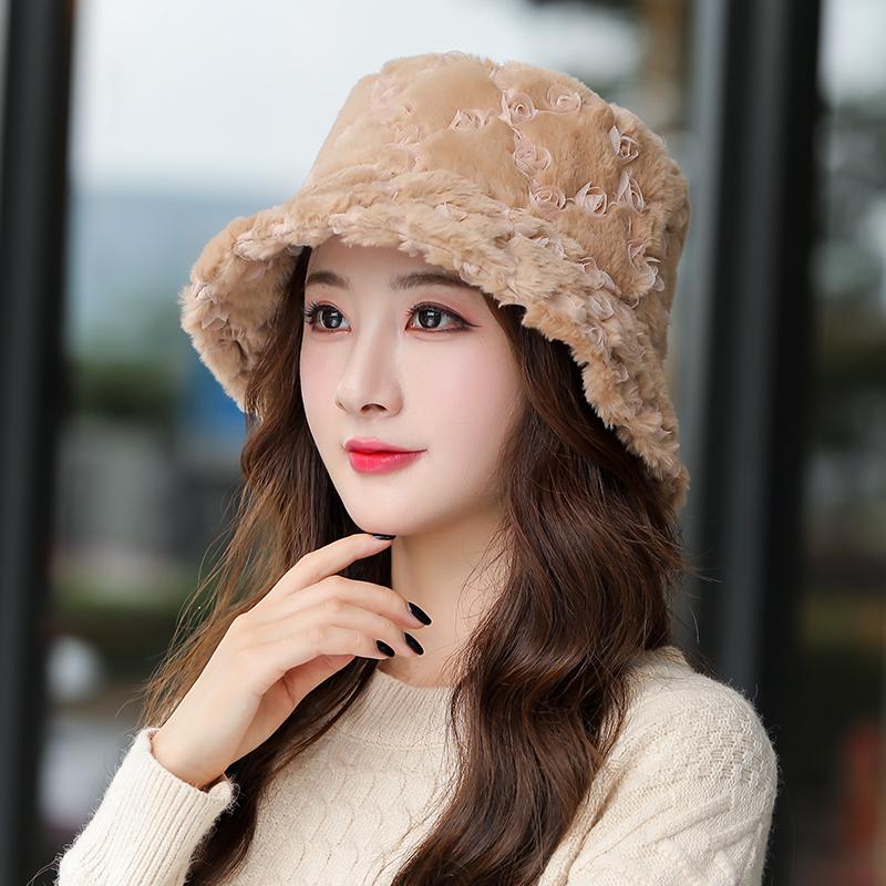 Mới Lông Thỏ Ấm Lưu Vực Nón Mùa Đông Bộ Ngoài Trời Thời Trang Xu Hướng Đồng Màu Làm Dày Hơn Người Cá Nón