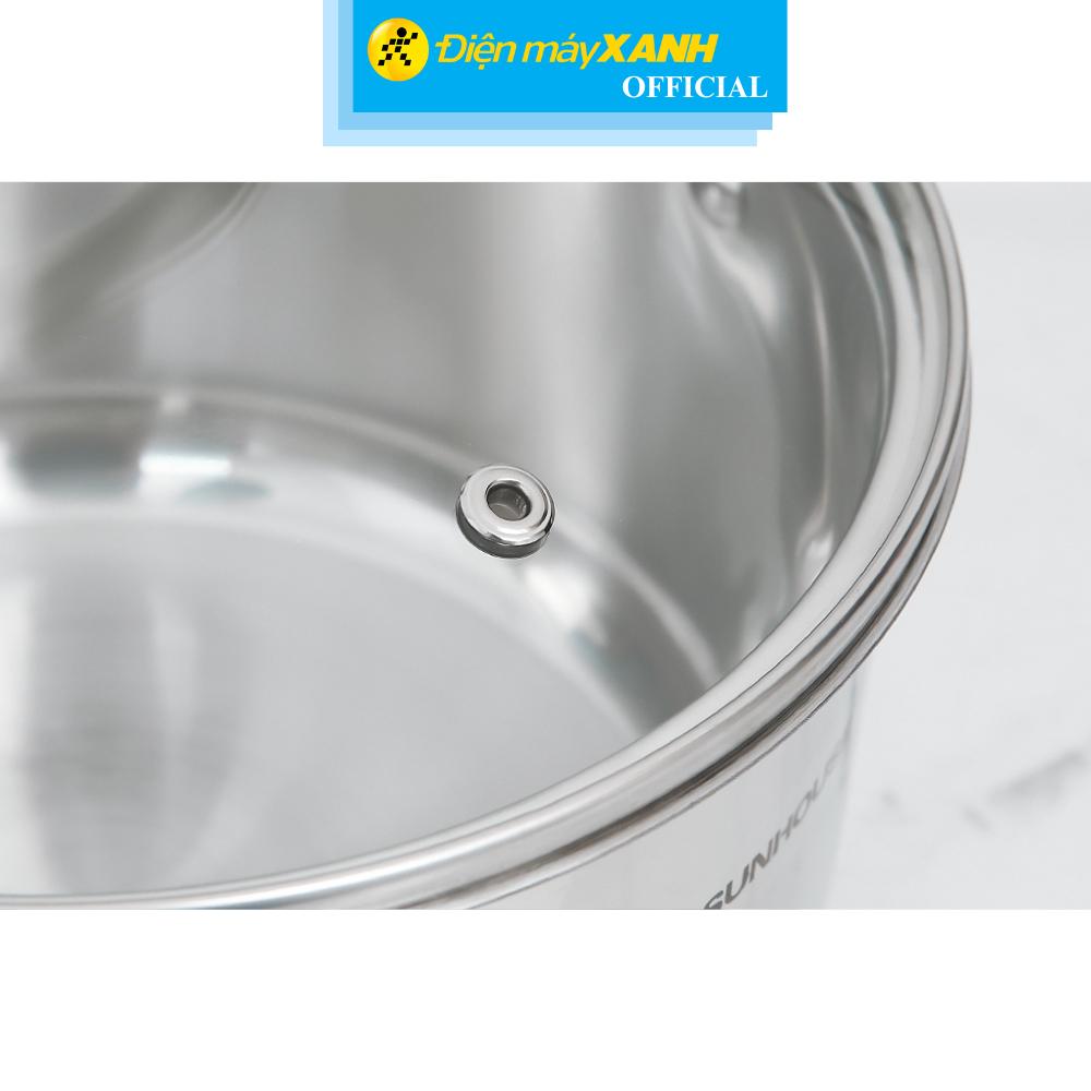 Nồi inox 3 đáy nắp kính 20 cm Sunhouse SHG308-20 - Hàng Chính Hãng