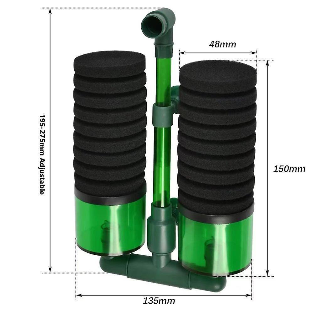 Bộ lọc bể cá chứa 2 miếng bọt biển, 1 bộ lọc đứng trong miếng bọt biển, 2 cốc hút và 2 hộp phương tiện truyền thông, bộ lọc bơm không khí bọt biển đôi bể cá