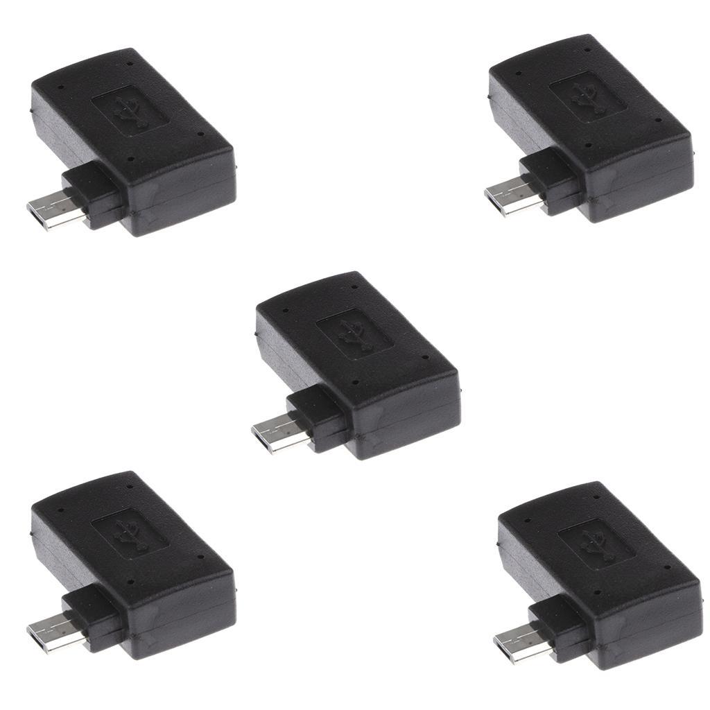 5 Pieces 90 degree Right Angle Micro USB 2.0 OTG Host Adapter Connector with USB