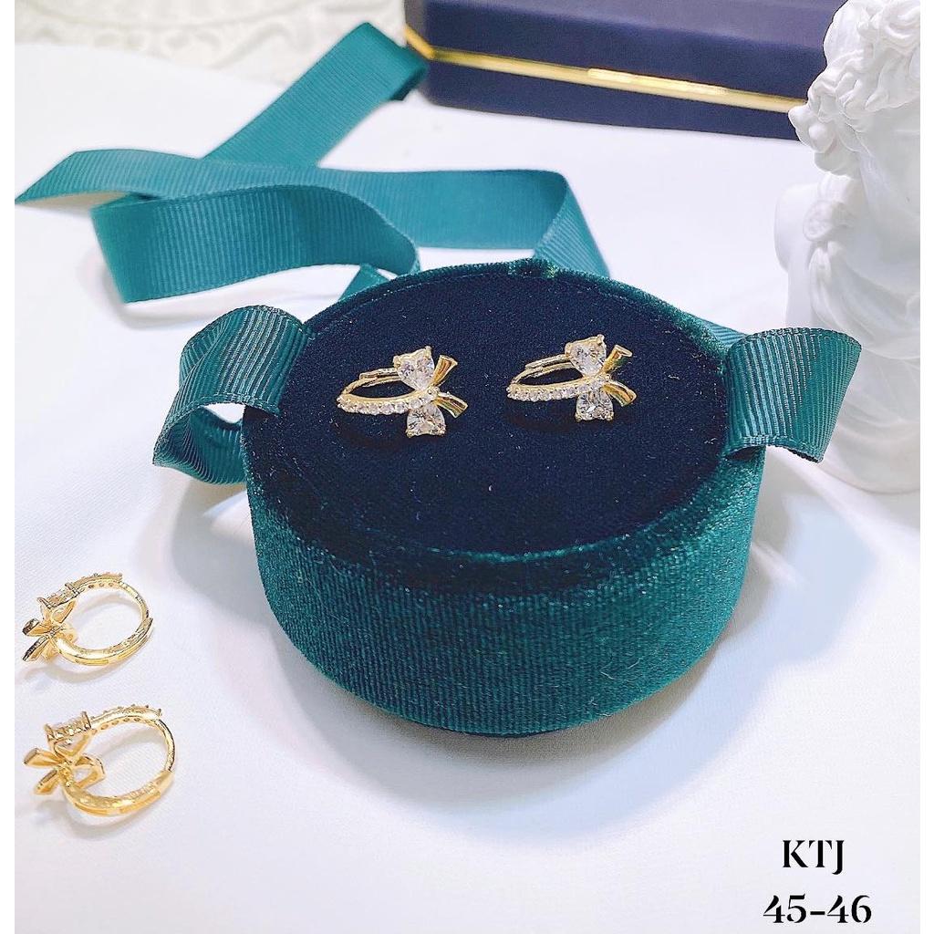 Bông tai khuyên tròn nơ vàng xinh xắn,MS04546, phụ kiện trang sức,Vàng bạc an chi