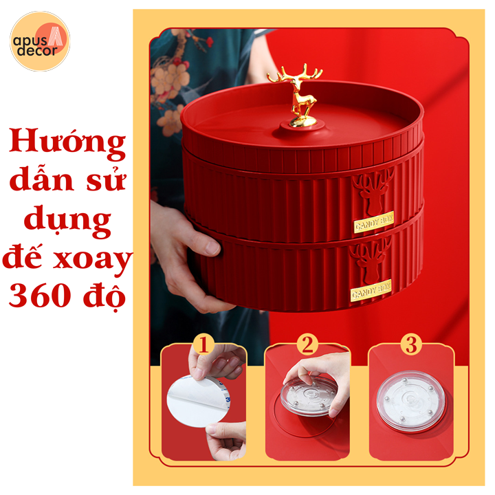 Khay Đựng Mứt Tết 1-2 Tầng Xoay 360 Độ Bằng Nhựa Lúa Mạch Cao Cấp - Mẫu Mới 2023 - APUS DECOR