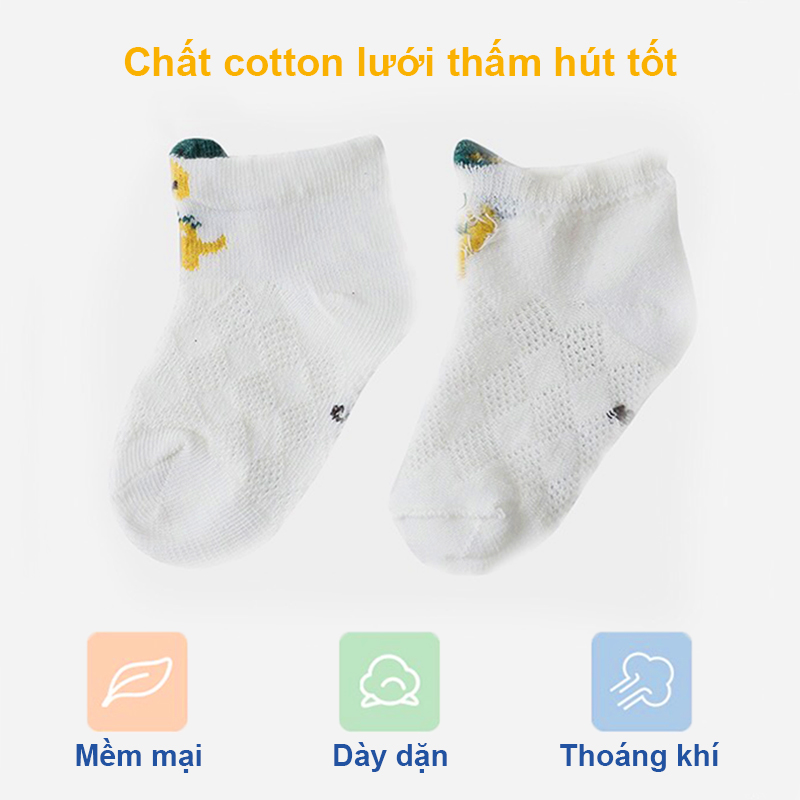 Tất cho bé gái và bé trai 0-3 tuổi thoáng khí Baby-S, Set 5 tất lưới cho bé hình thú ngộ nghĩnh nhiều màu sắc xinh xắn – ST022