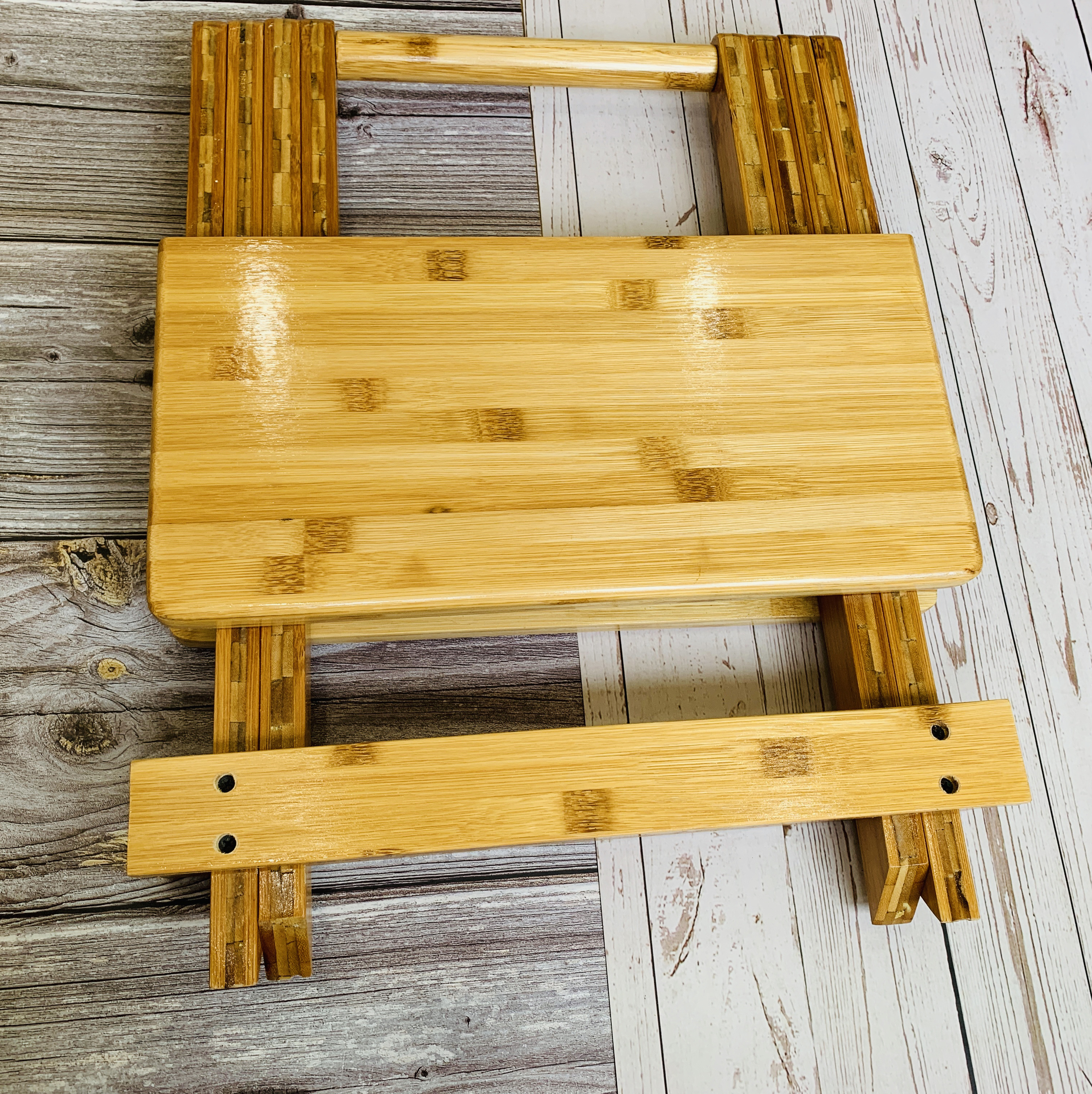 Bàn gỗ gấp xếp mini gấp gọn để được cốp ô tô bằng gỗ Tre Tự Nhiên  Màu Vàng Vân gỗ Tre rất đẹp, Dùng để di du lịch,dã ngoại - Bàn gỗ gấp gọn đi dã ngoại du lịch