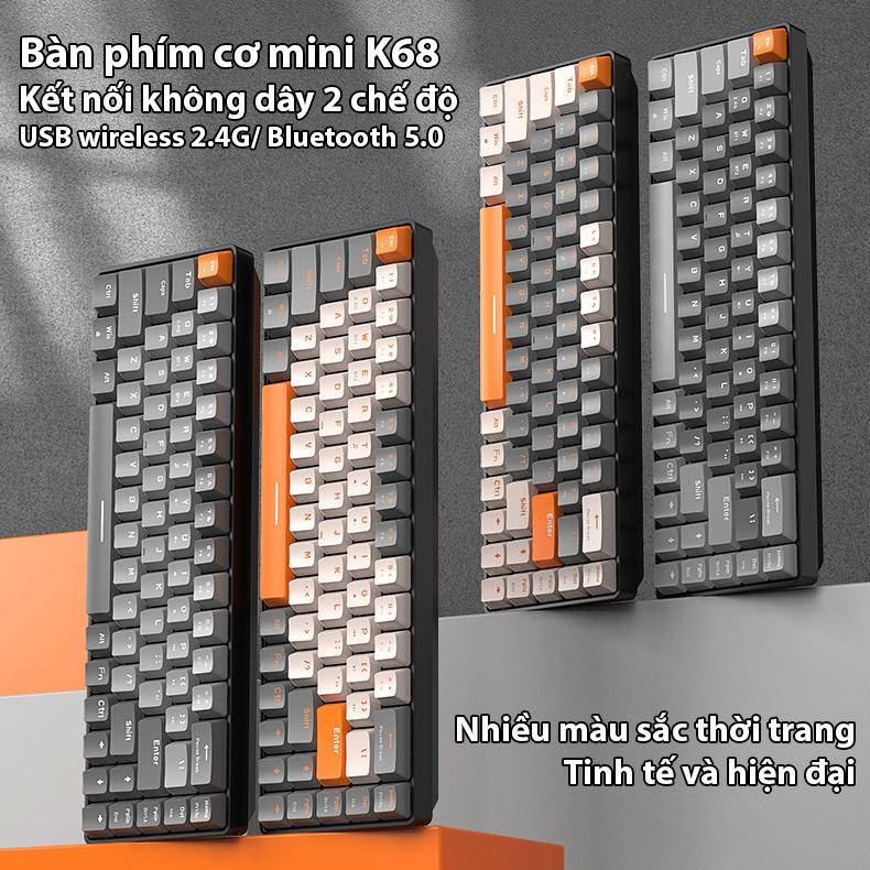 Bàn phím cơ Coputa Bàn phím cơ Bluetooth không dây laptop máy tính gaming cao cấp K68