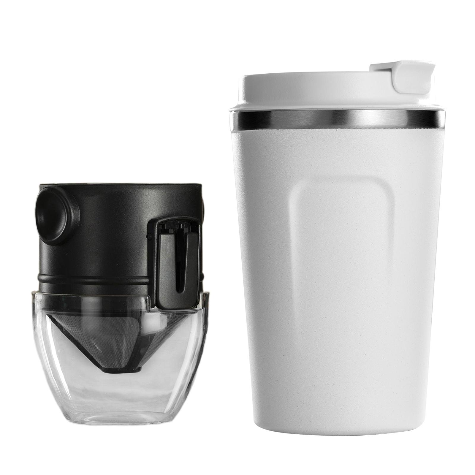 380ml Coffee Mug with Portable Stainless Reusable Coffee Dripper Cone Black
