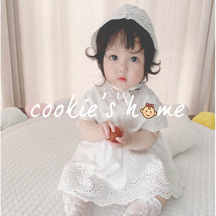 [Cookie'sHome x princess] Bộ body trắng kèm nơ coton cho bé gái sơ sinh chụp thôi nôi đầy tháng studio