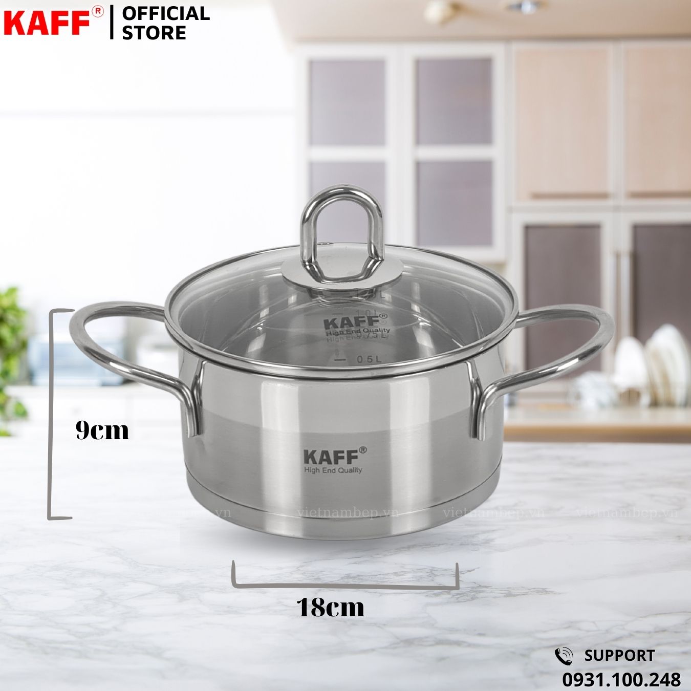 Nồi Inox cao cấp  KAFF KF-ST09304 size 18x9cm-Hàng chính hãng