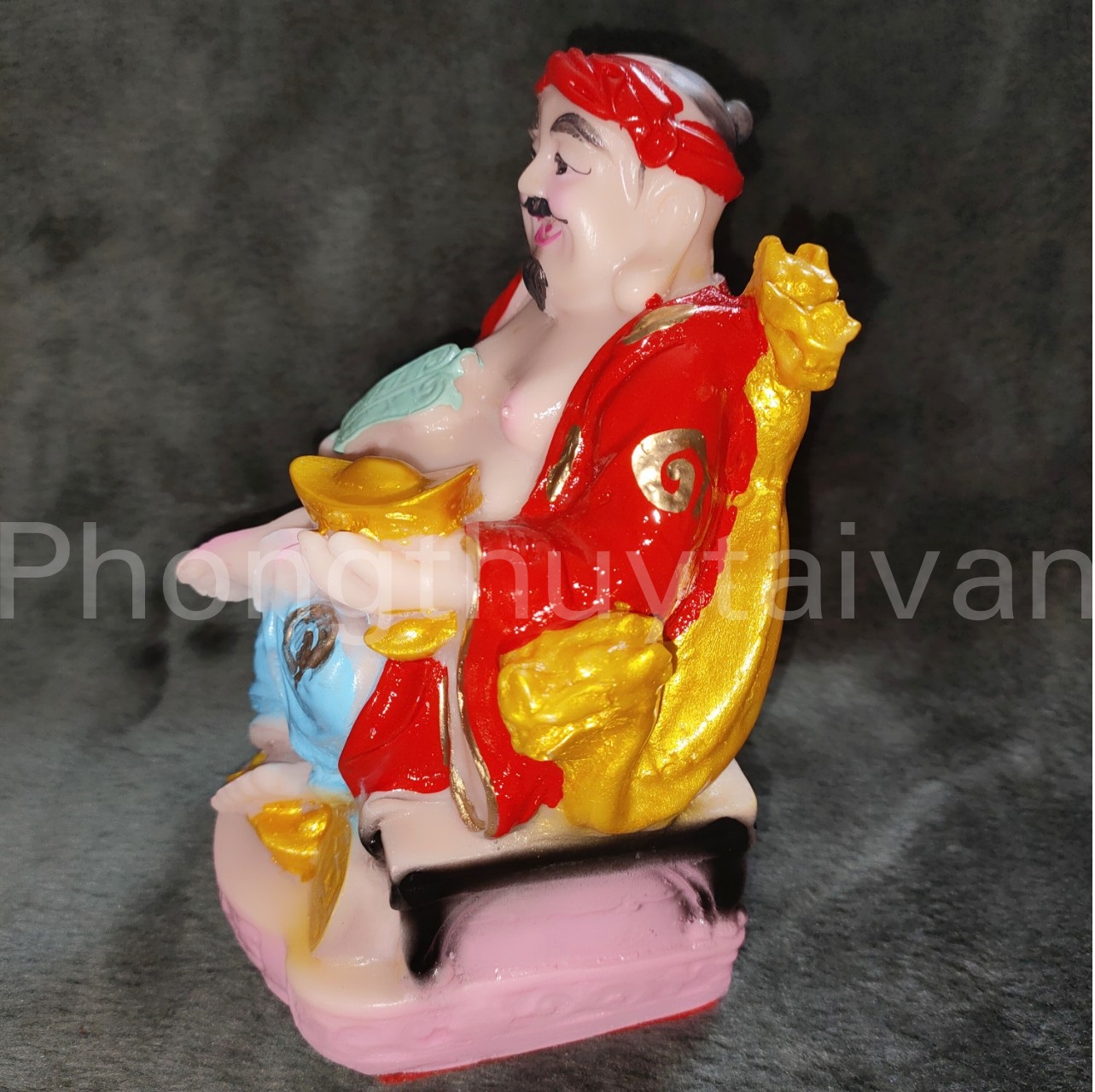 Tượng Thàn Tài Thổ Địa cao 17cm da hồng - thờ cúng.