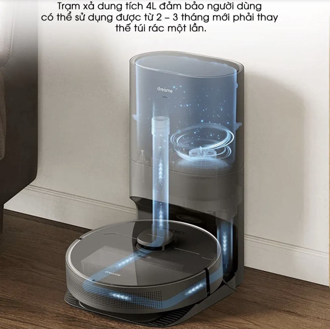 Robot Hút Bụi Lau Nhà XIAOMI DREAME D10S PLUS Tự Đổ Rác Cảm Biến Nhận Diện Siêu Thông Minh Diện Tích Hoạt Động 200m2, Lực Hút 5000 Pa Công Suất 40 W - Hàng Chính Hãng