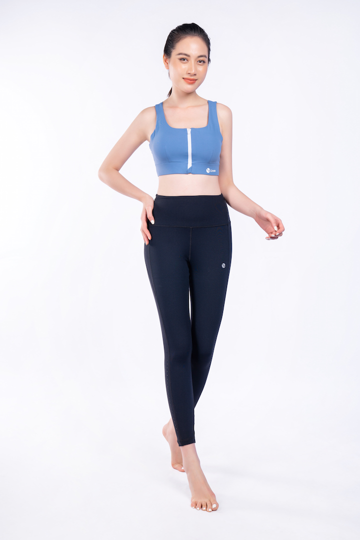 Quần Legging Dáng 7/8 Befree Livan Sport Cạp Cao Co Giãn Màu Đen