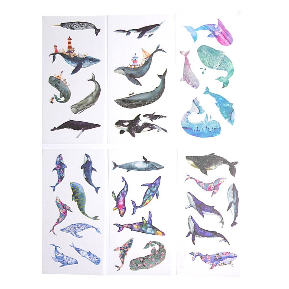 Sticker Dán Trang Trí ( Bộ 6 Tấm ) -  Whale