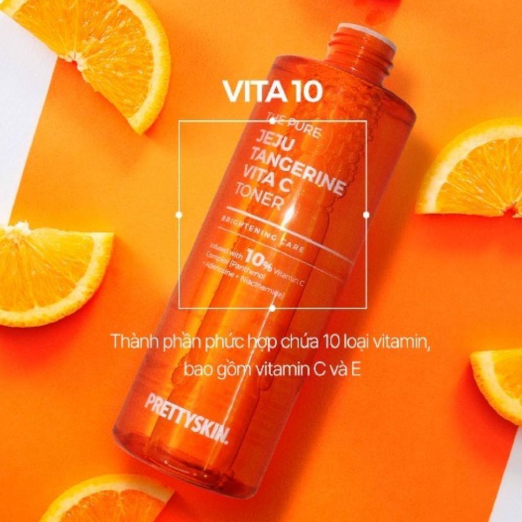 Nước hoa hồng dưỡng trắng, phục hồi da Vitamin C Prettyskin, Toner Pretty Skin The Pure Jeju Tangerine cấp ẩm làm dịu