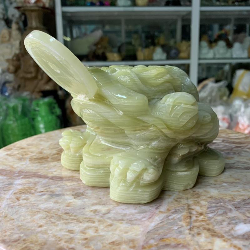 Cụ Thiềm Thừ, Cóc 3 Chân, Cóc Ngậm Tiền Phong Thuỷ Đá Ngọc Onix - ngang 15cm