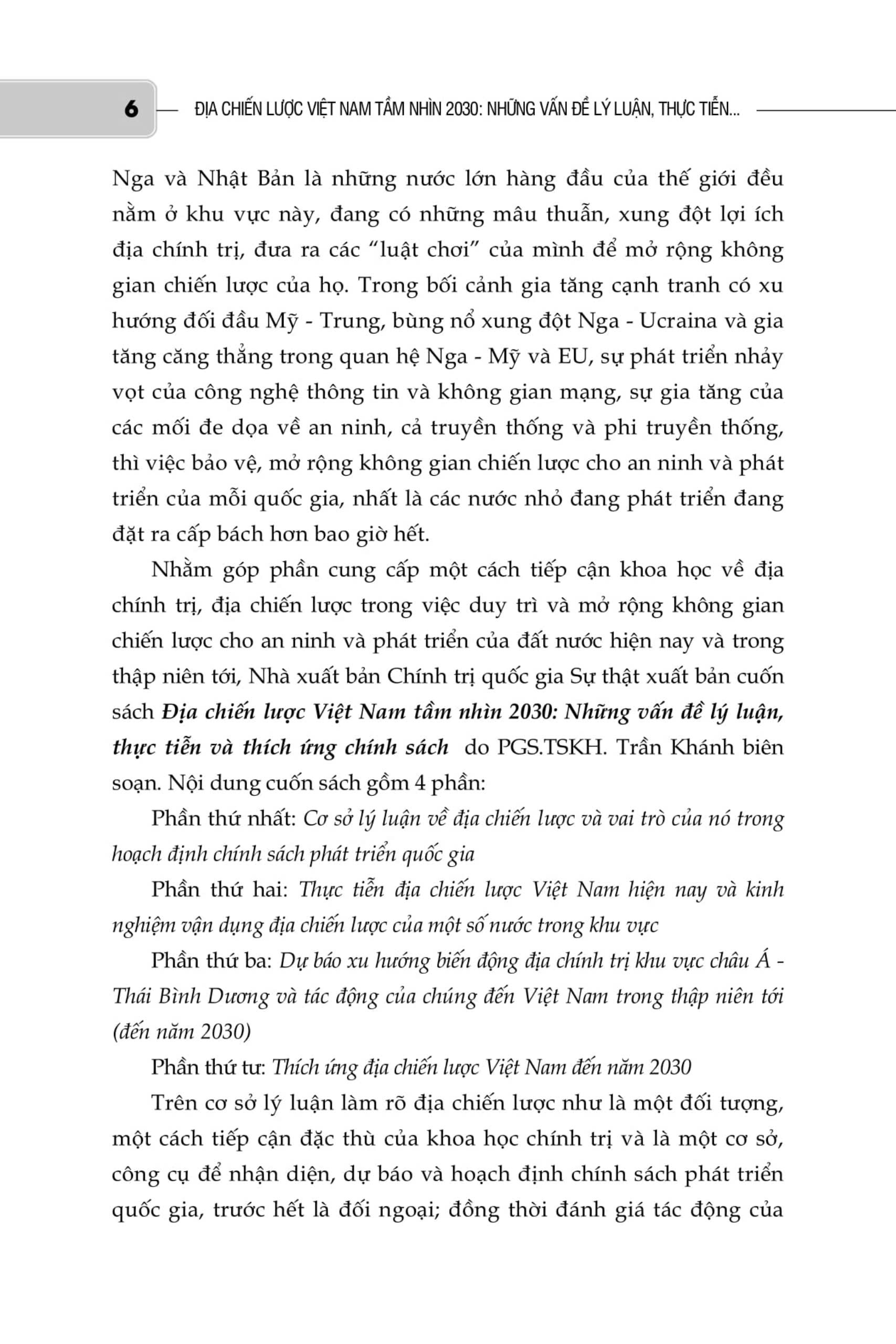Địa chiến Việt Nam tầm nhìn 2030. Những vấn đề lý luận, thực tiễn và thích ứng chính sách (Xuất bản lần thứ 2)