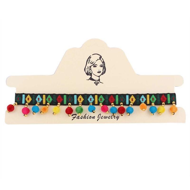 Vòng cổ boho hạt nhiều màu - choker thổ cẩm