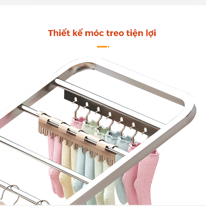 SÀO PHƠI QUẦN ÁO CẢ GIA ĐÌNH, TREO ĐỒ  INOX TICH HỢP BÁNH XE ĐA NĂNG BA TẦNG TIỆN DỤNG