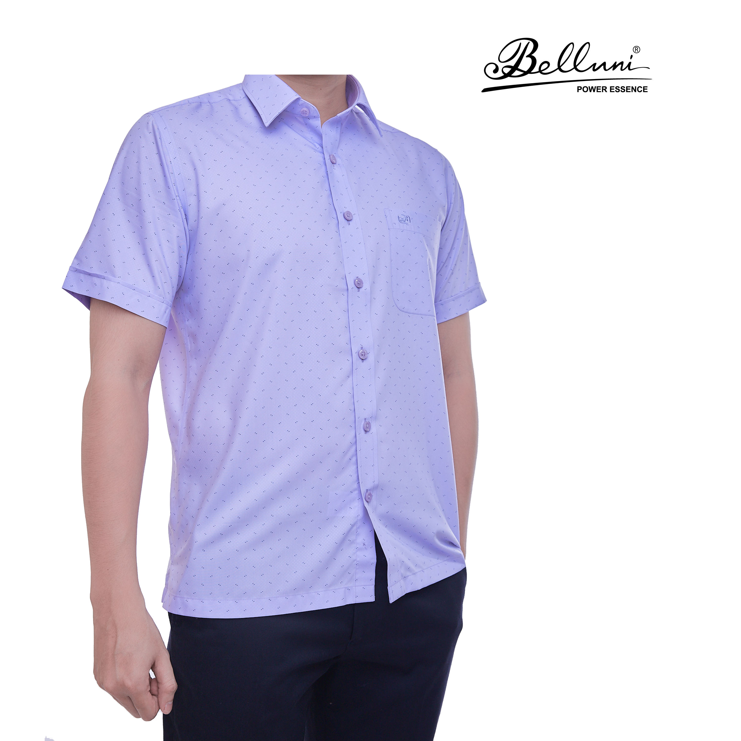 Áo sơ mi nam ngắn tay BELLUNI vải sợi sồi thoải mái thanh lịch - ABN.SPM.BE.213.V5