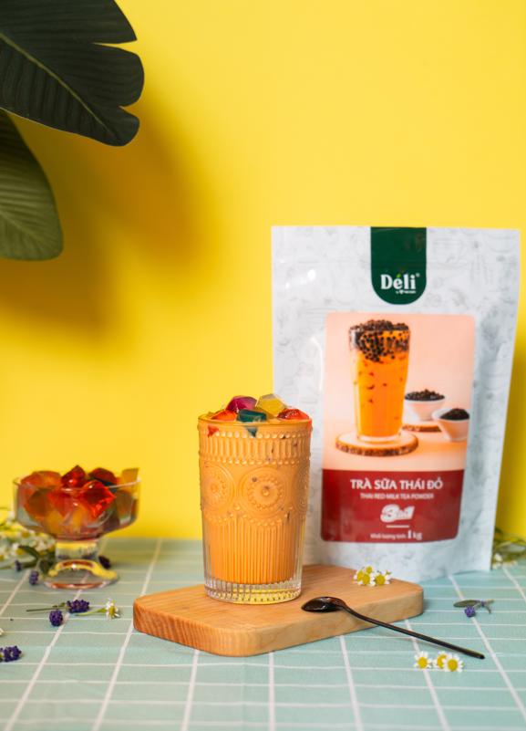 Combo 2 Túi Bột trà sữa thái đỏ + truyền thống 3in1 Déli - 1kg pha chế trà sữa tiện lợi, nhanh chóng