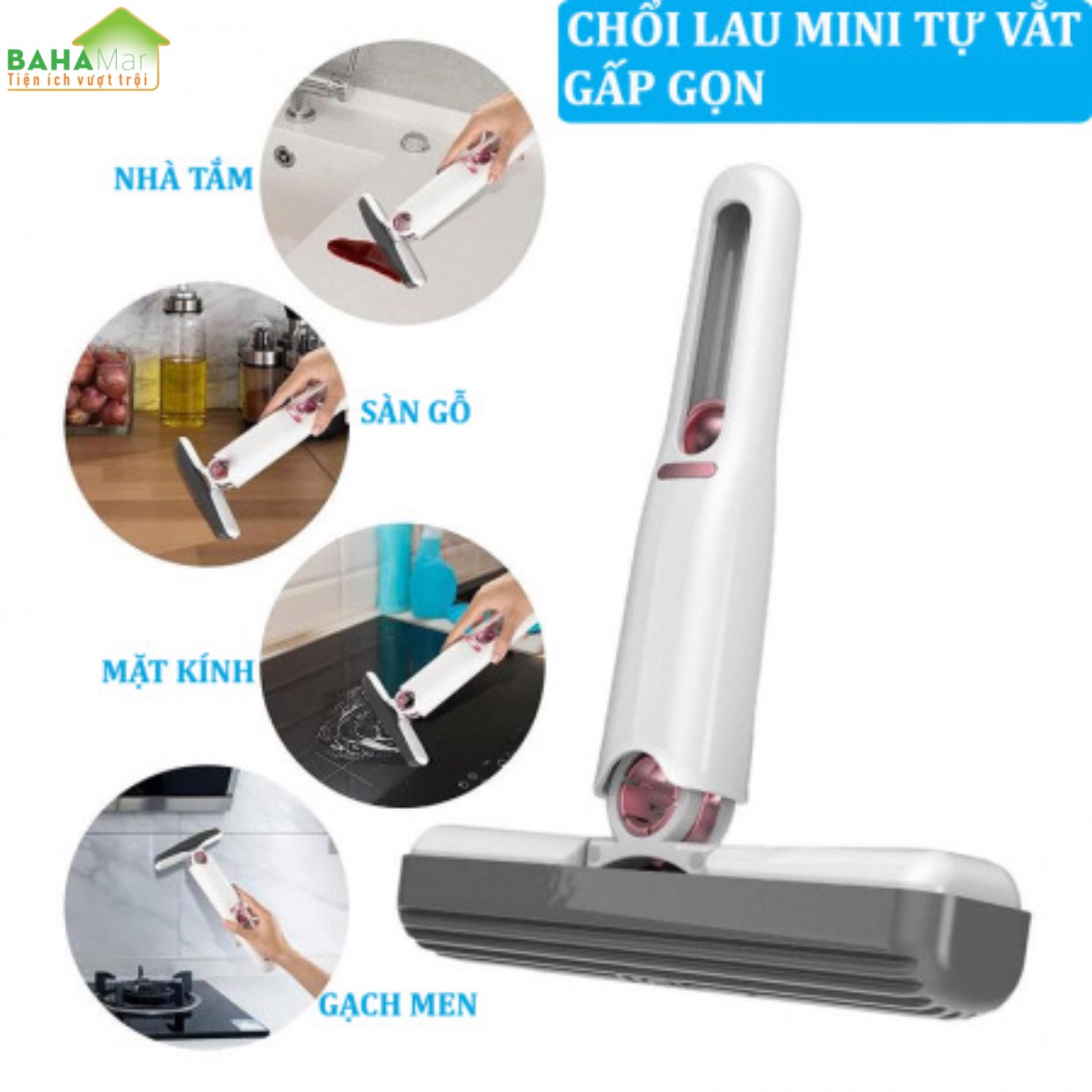 CÂY LAU MINI ĐA NĂNG VÀ THÔNG MINH TỰ VẮT GẤP GỌN SIÊU THẤM HÚT TIỆN DỤNG LAU DỌN "BAHAMAR" Làm sạch mạnh mẽ, có thể lau nhiều loại bề mặt : kính, đá, sàn nhà, sàn bếp, bàn vệ sinh, bàn học...
