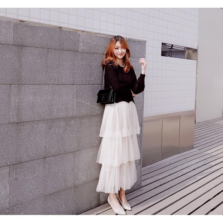 Chân váy voan lưới mềm 3 tầng dáng dài dễ thương VAY28 Free size