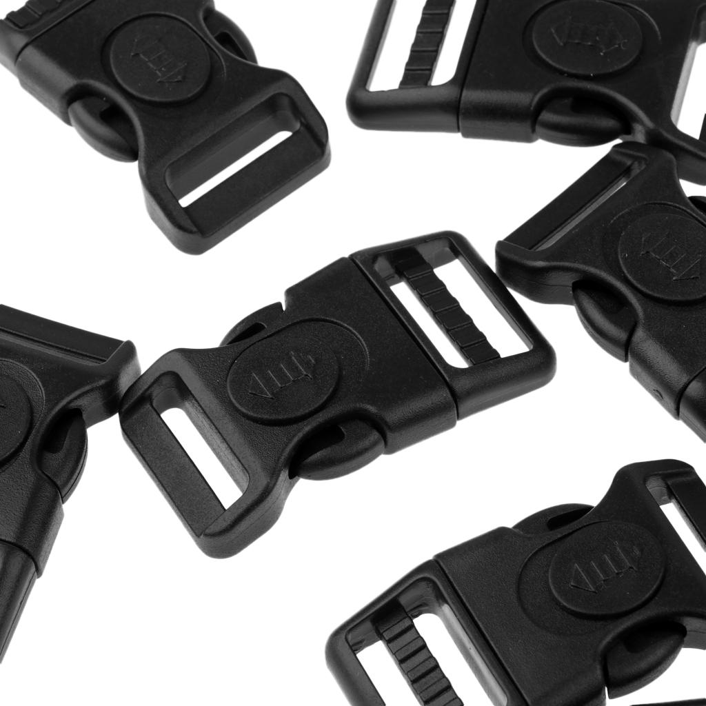 10pcs Plastic Black Curved Buckle Side Release For Paracord Bracelet