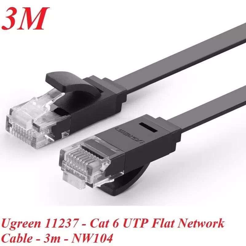 Ugreen UG50175NW102TK 3M màu Đen Cáp mạng LAN CAT6 dây dẹt - HÀNG CHÍNH HÃNG