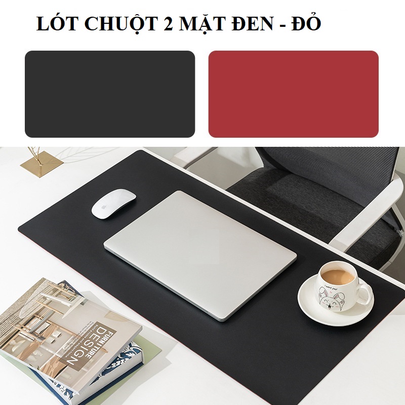 Tấm Lót Chuột, Miếng Lót Chuột, Chất Liệu Da PU 2 Mặt, Lót Chuột Cỡ Lớn 90x45cm và 80x40cm, Pad Chuột Kiêm Thảm Da Trải Bàn Làm Việc - Hàng Chính Hãng