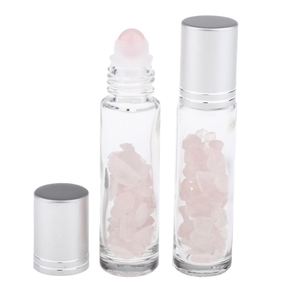 4 Pieces 10ml Empty Glass Oils Perfume Aromatherapy Roll-on Bottles Pink+Purple