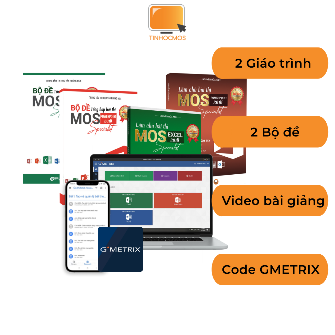 Combo 2 môn Khóa Ôn Thi chứng chỉ MOS 2016