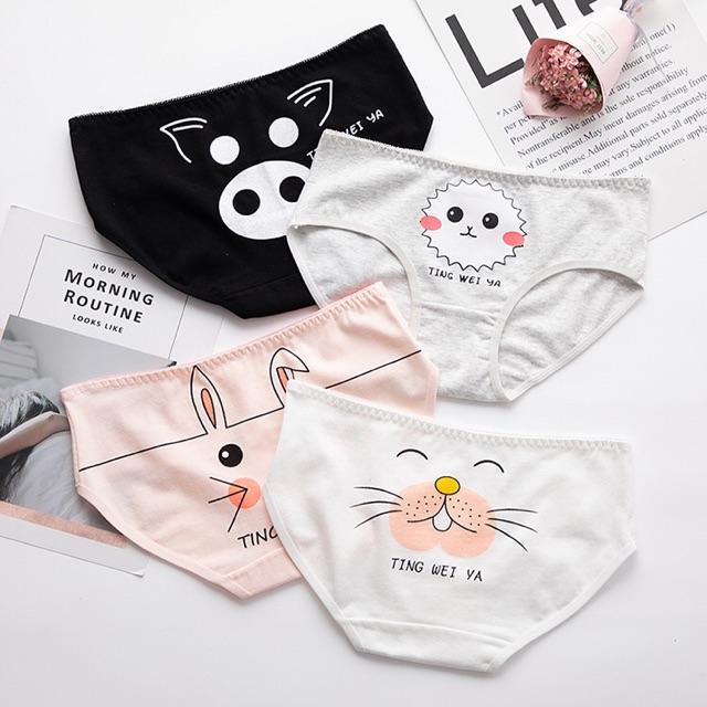 Quần Lót Nữ Cotton Kháng Khuẩn Hình Thỏ Xuất Hàn Hàng Loại Đẹp.