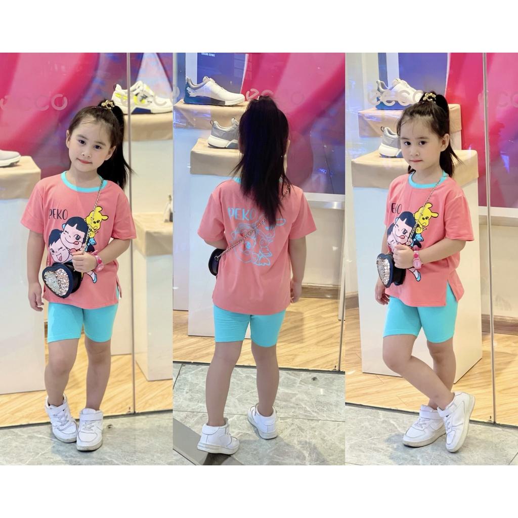 Bộ ngố thun cotton 4 chiều mềm mịn in hoạt hình siêu xinh cho bé,bộ tay ngắn quần ngố mặc nhà-Đồ bộ bé gái