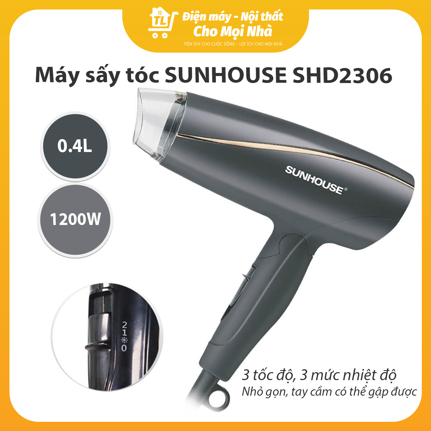 Máy Sấy Tóc Sunhouse SHD2306 - Đen