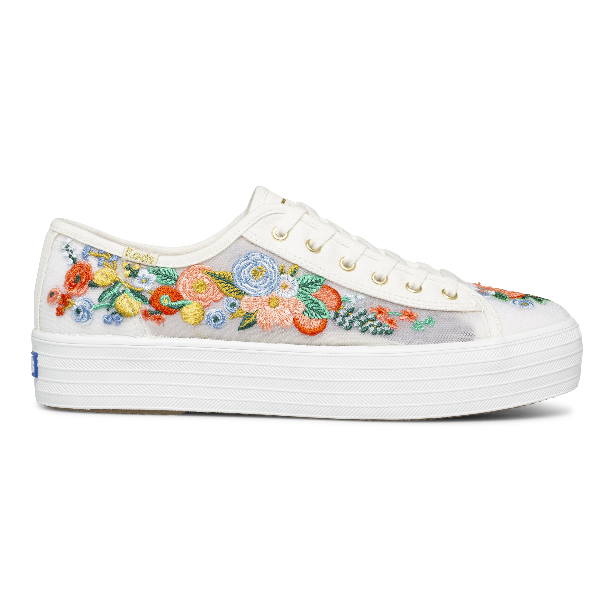 [NEW] Giày Thể Thao Keds Nữ Rifle Paper- Triple Kick Citrus Garden Party Canvas White- KD066088