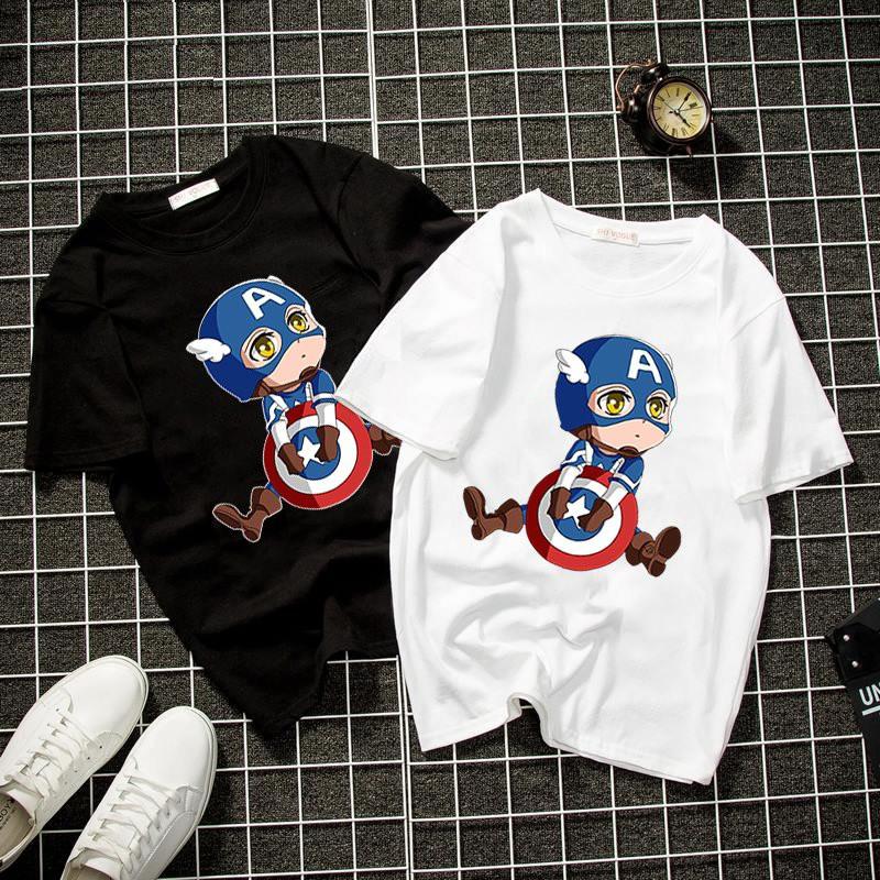 Áo thun unisex Hàn Quốc in chibi nữ đội trưởng Mỹ vải dày mịn 2019T1045