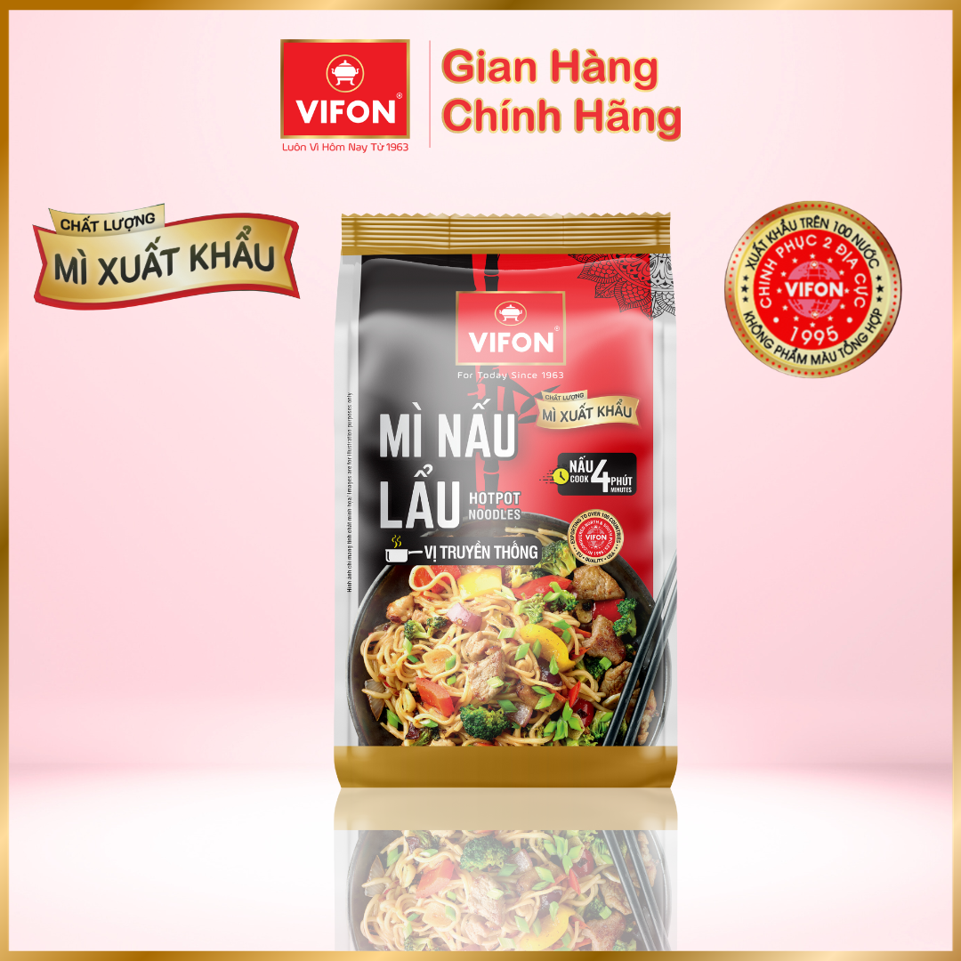 Thùng 12 gói Mì nấu lẩu vị truyền thống Chất lượng xuất khẩu 300gr/gói/4 vắt