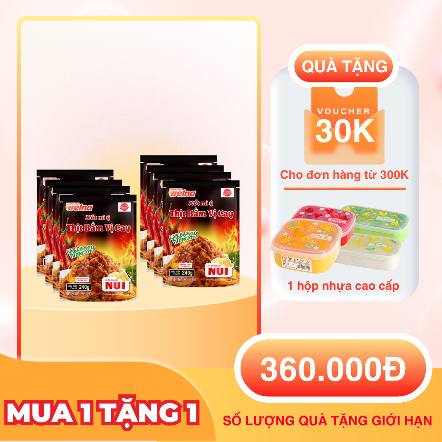 Combo 8 Gói Xốt Mì Ý Thịt Bằm Cay [TẶNG KÈM HỘP NHỰA CAO CẤP] Nisshin Seifun Welna