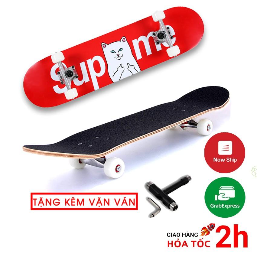 Ván trượt patin mặt nhám trẻ em và người lớn bánh cao su cao cấp - tặng tool thao lắp