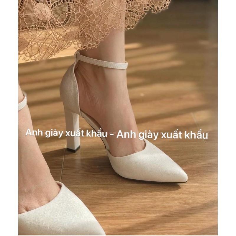 CG49 - GIÀY CAO GÓT ,GIÀY CƯỚI NHŨ XƯỚC KÍN MŨI BAO GÓT ,GÓT TRỤ 9p