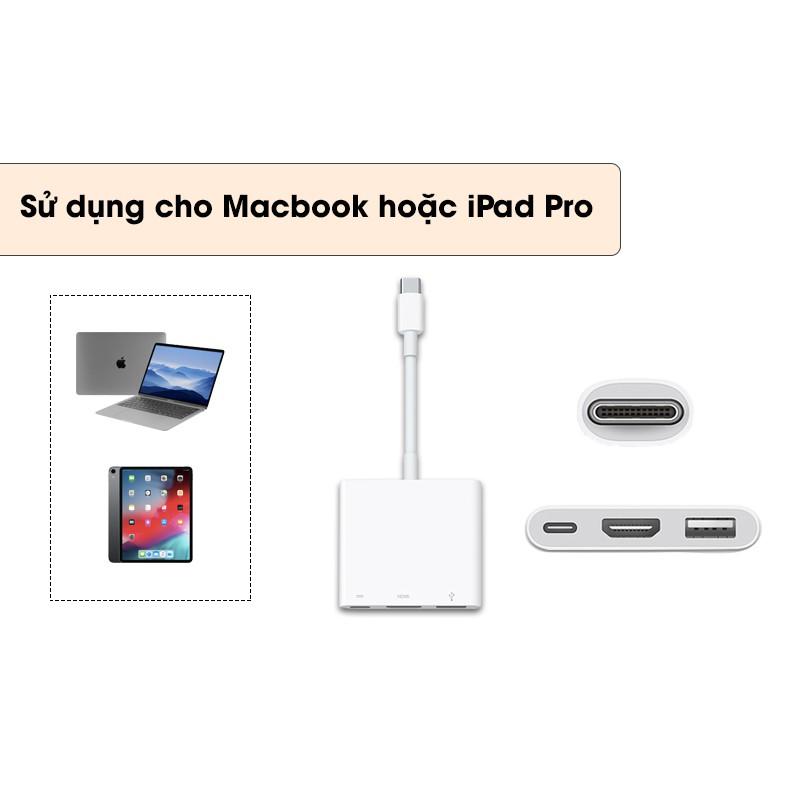 Cáp chuyển cổng 3 trong 1 Type C Usb 3.1 sang Usb-C 4k Hdmi Usb 3.0 thích hợp cho ĐT táo 8 7 7 Plus 6s laptop táo Pro