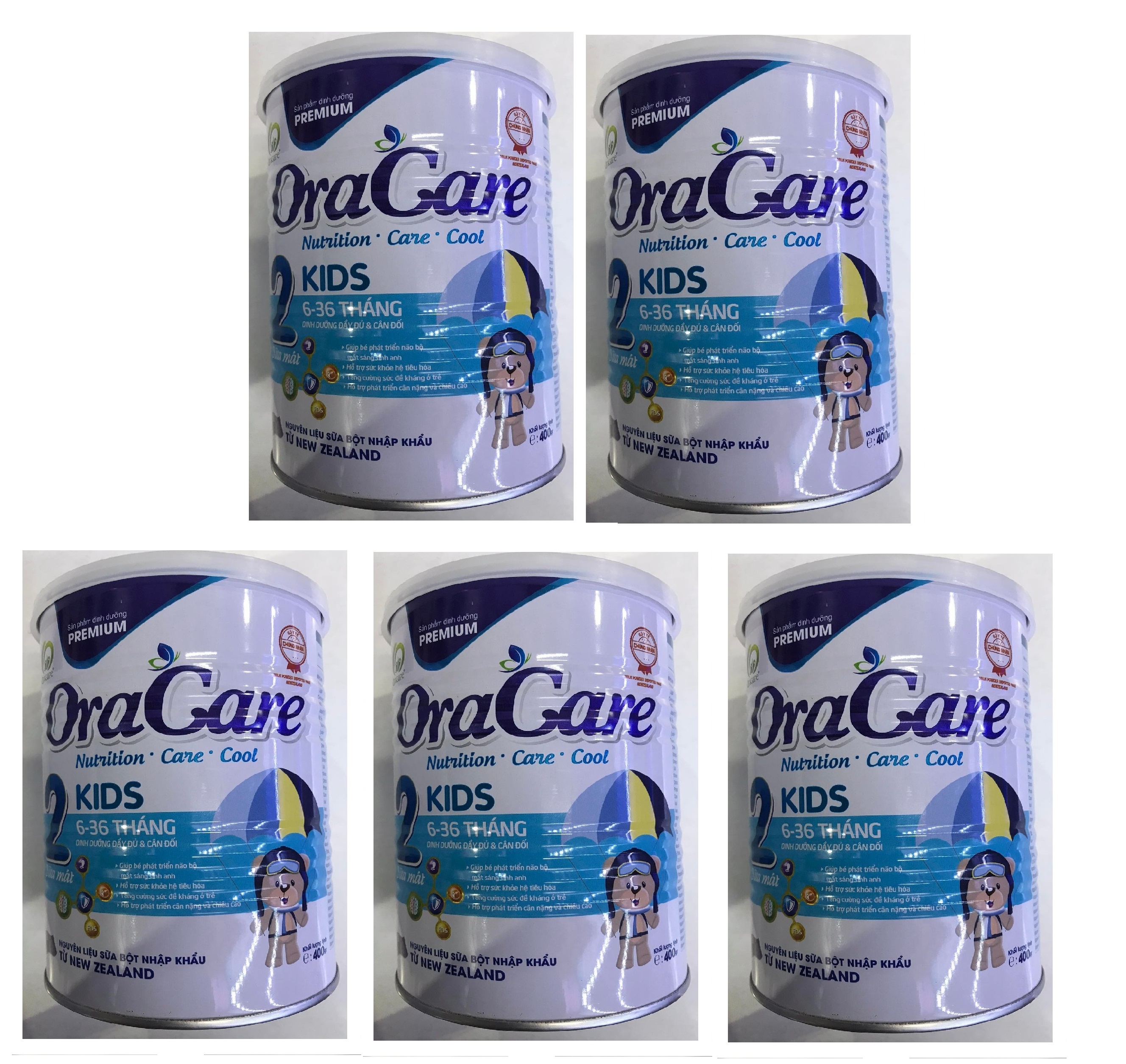 Combo 5 lon Sữa công thức Oracare Kids STEP 2 lon 400g